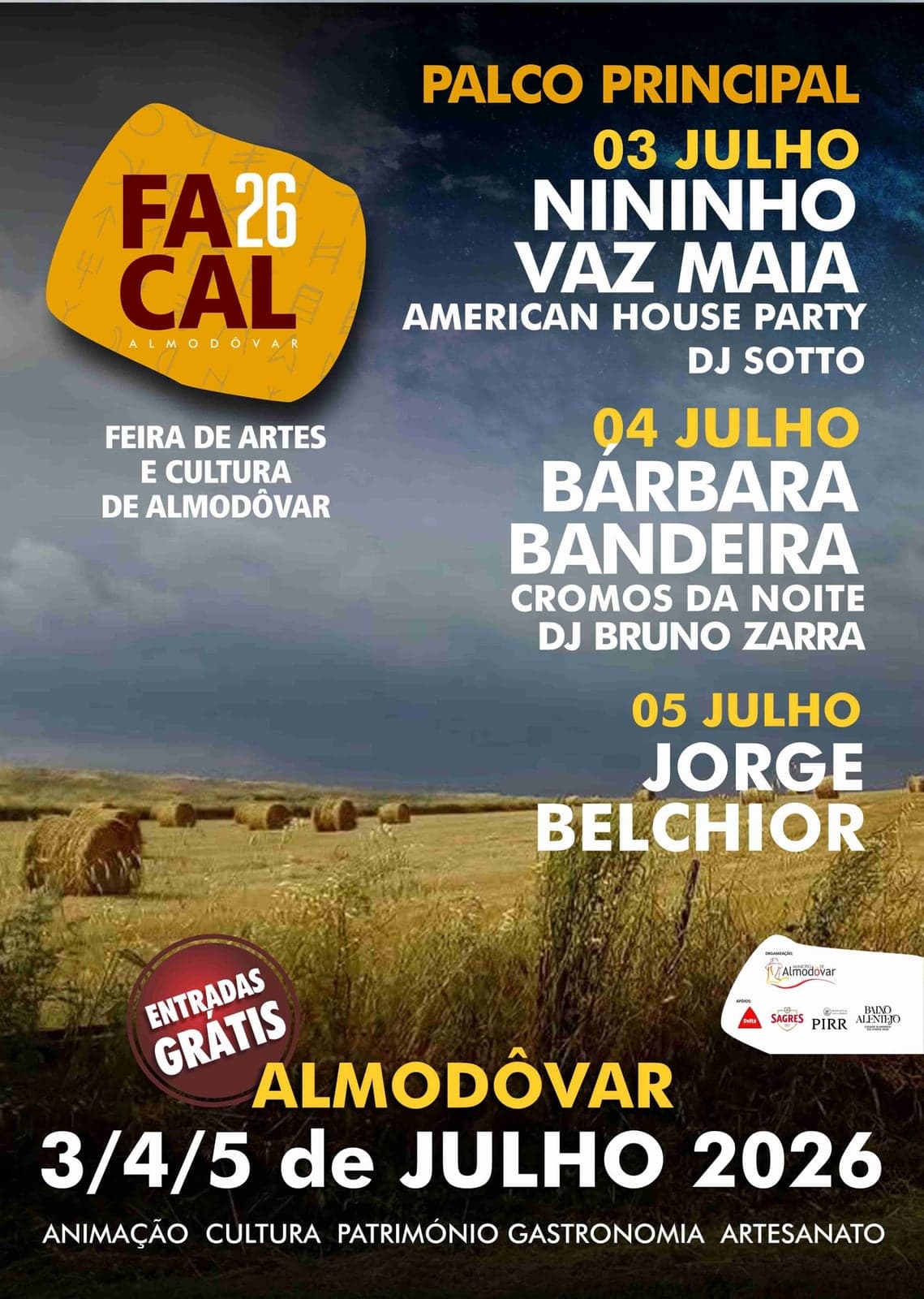 Palco da XXIX FACAL - Feira de Artes e Cultura de Almodôvar 2026.
