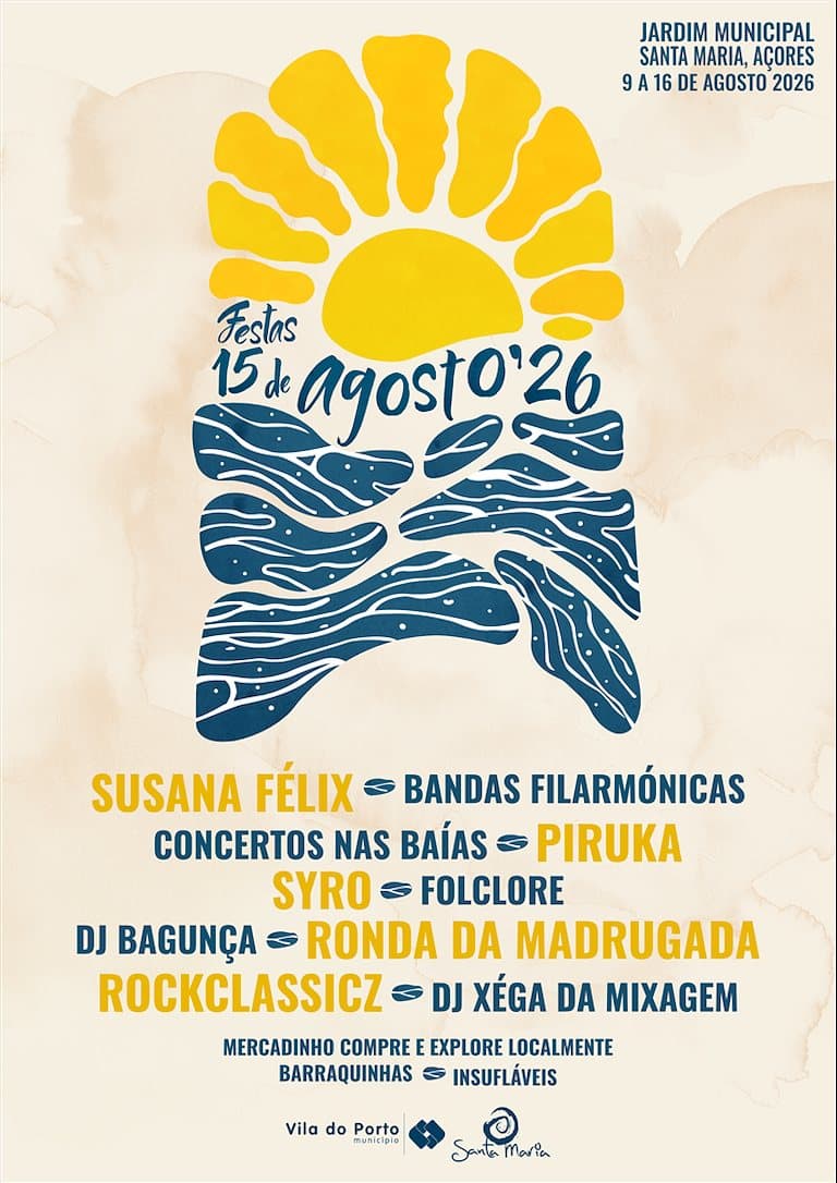 Cartaz das Festas 15 de Agosto 2026, em Vila do Porto.