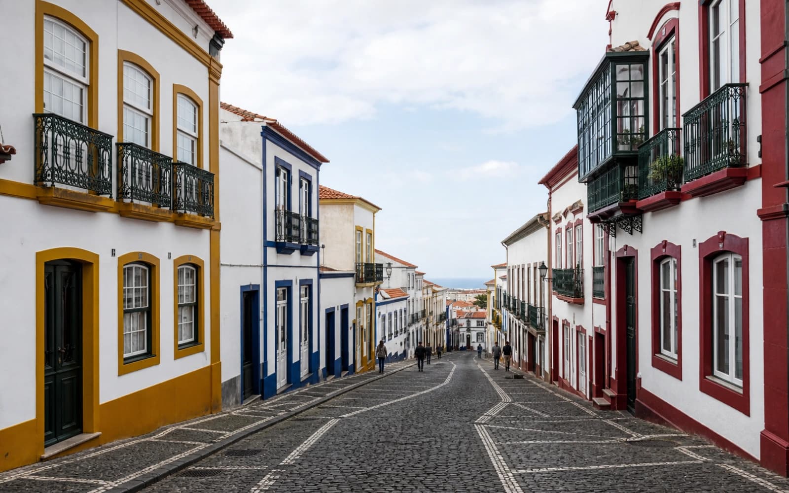 Ilustração da costa e casario de Angra do Heroísmo